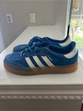 RARE Blue Suede Adidas Platform Samba Limited Edition Size 9